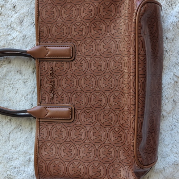 Michael Kors Luggage Brown Jodie Small Logo Jacquard Tote Bag Recycled Purse - Picture 6 of 11